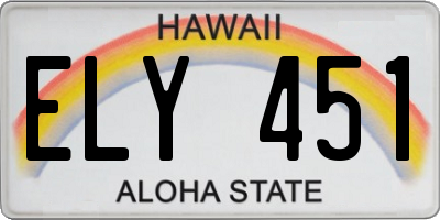 HI license plate ELY451
