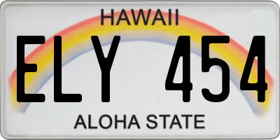 HI license plate ELY454
