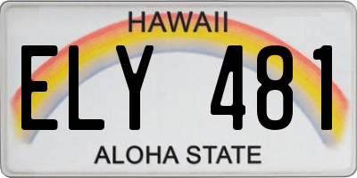 HI license plate ELY481