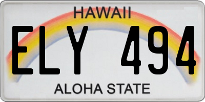 HI license plate ELY494