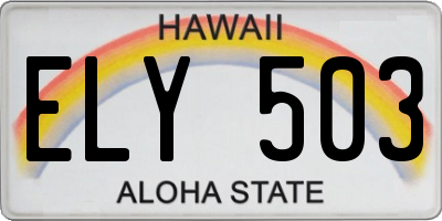HI license plate ELY503