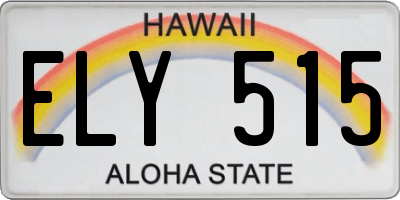 HI license plate ELY515