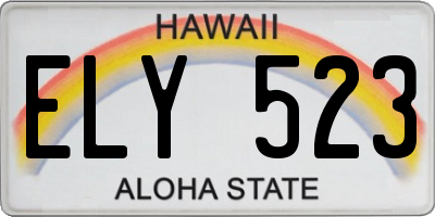 HI license plate ELY523