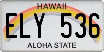 HI license plate ELY536