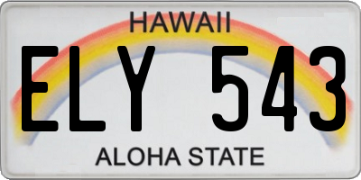 HI license plate ELY543