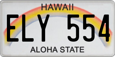 HI license plate ELY554