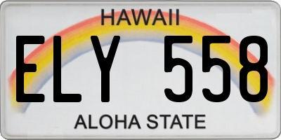 HI license plate ELY558