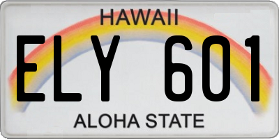 HI license plate ELY601