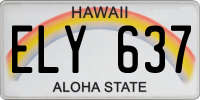 HI license plate ELY637