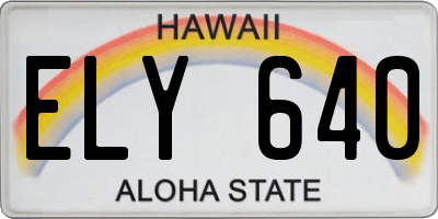HI license plate ELY640