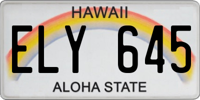 HI license plate ELY645