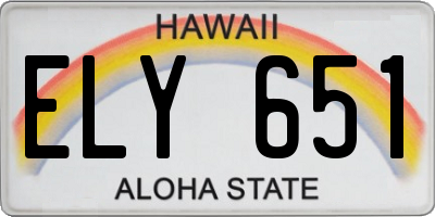 HI license plate ELY651
