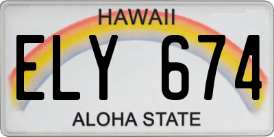 HI license plate ELY674