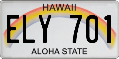 HI license plate ELY701