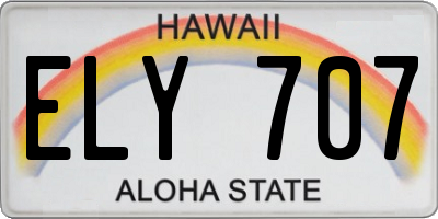 HI license plate ELY707