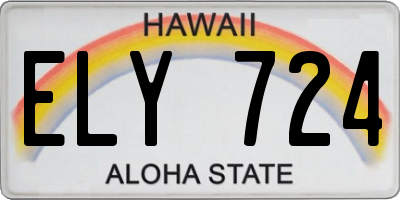 HI license plate ELY724