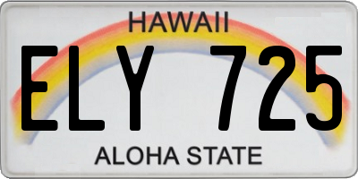 HI license plate ELY725