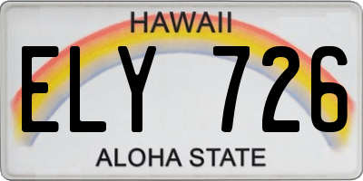 HI license plate ELY726