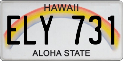 HI license plate ELY731