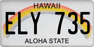HI license plate ELY735
