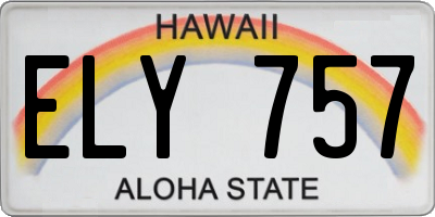HI license plate ELY757