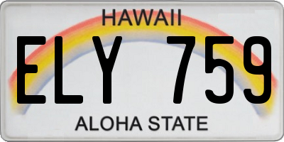 HI license plate ELY759