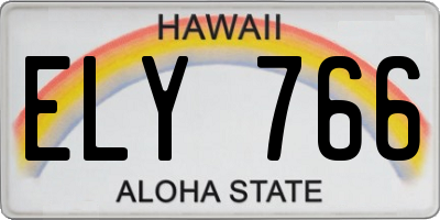 HI license plate ELY766