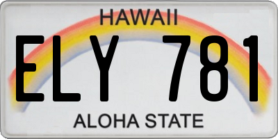 HI license plate ELY781