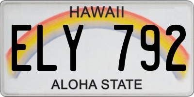 HI license plate ELY792