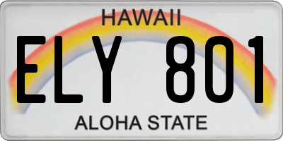HI license plate ELY801