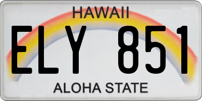 HI license plate ELY851