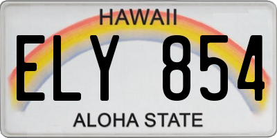 HI license plate ELY854