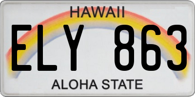 HI license plate ELY863