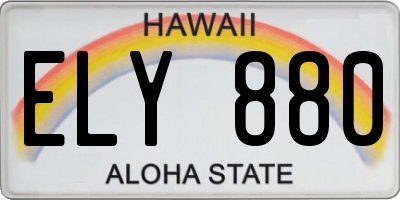 HI license plate ELY880