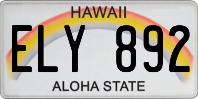 HI license plate ELY892