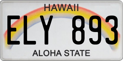 HI license plate ELY893