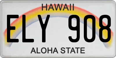HI license plate ELY908