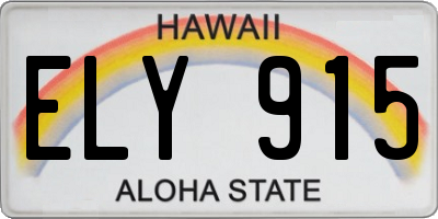 HI license plate ELY915