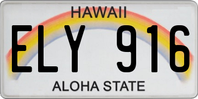 HI license plate ELY916