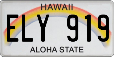 HI license plate ELY919
