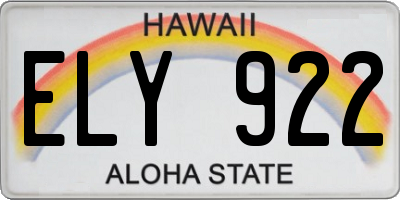 HI license plate ELY922