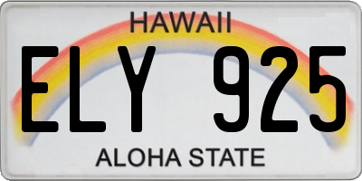 HI license plate ELY925