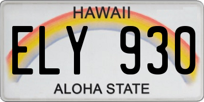 HI license plate ELY930
