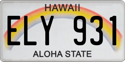 HI license plate ELY931