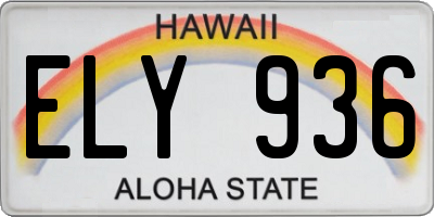 HI license plate ELY936