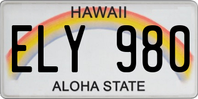 HI license plate ELY980