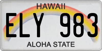 HI license plate ELY983
