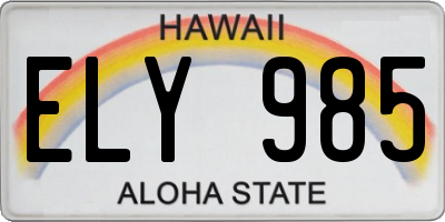 HI license plate ELY985
