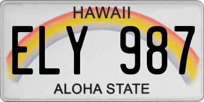 HI license plate ELY987