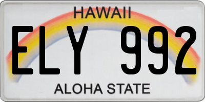 HI license plate ELY992